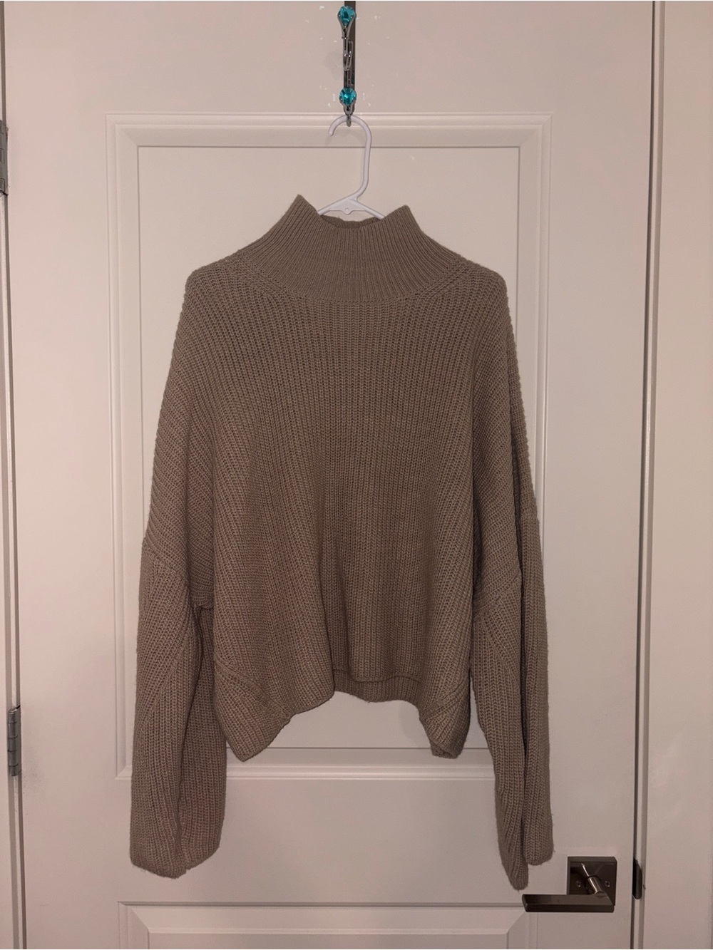 Topshop Chunky Mock Neck Sweater in Taupe